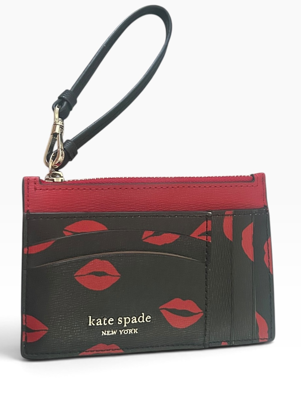 NWOT Kate Spade New York Spencer Kisses
Small Card Wallet/Wristlet In Black
